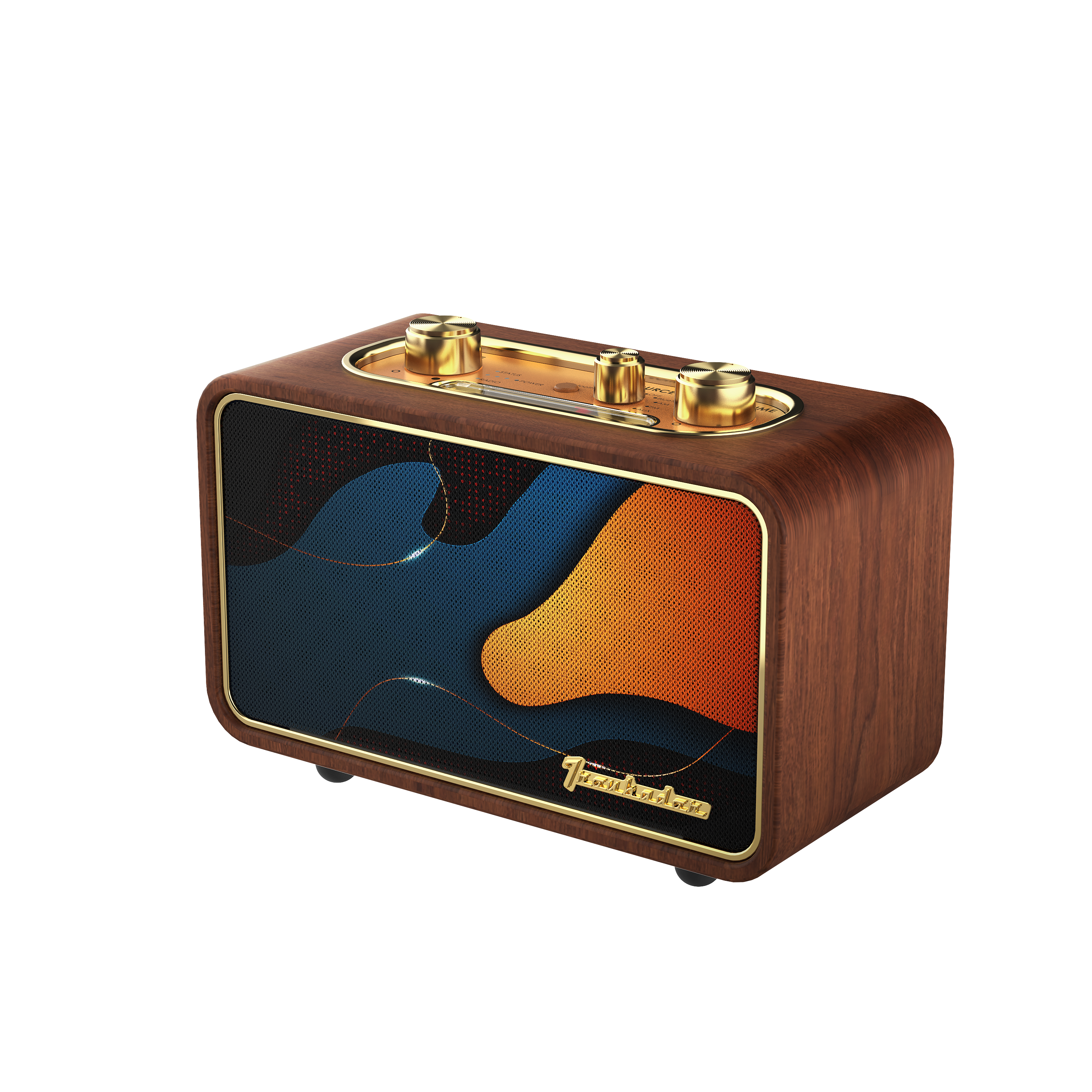 Trenbader Artlink Wireless Bluetooth Speaker Customizable Rechargeable with Radio Aux. Retro Style for Home Office Travel and Outdoor